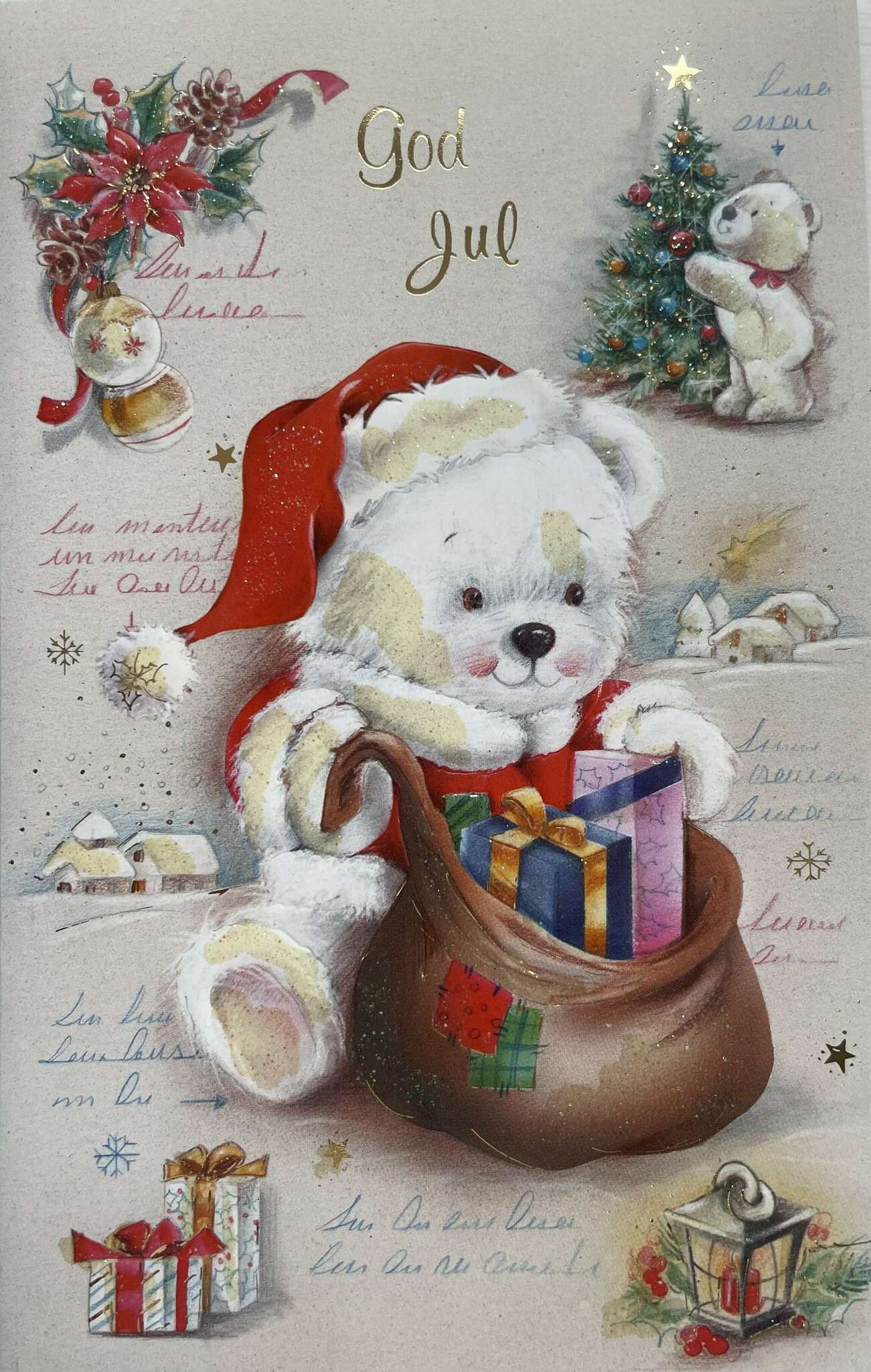 Julkort med kuvert - Nallens julhälsning (Fraktfritt)