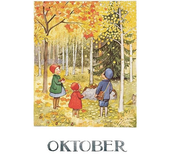 Enkelt Kort av Elsa Beskow - Oktober (Fraktfritt)