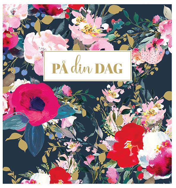 Dubbelt kort med kuvert - På din dag med blommor (Fraktfritt)
