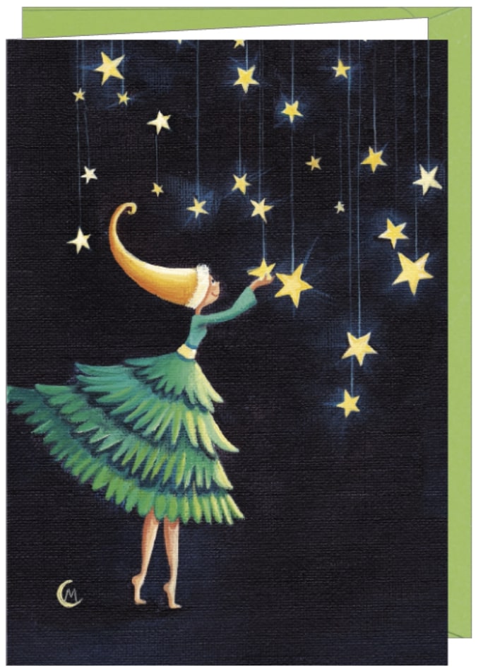 Julkort med kuvert -  Pynta med stjärnor (Fraktfritt)