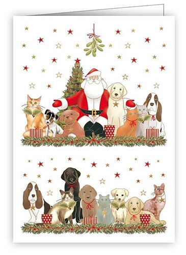 Litet Julkort med kuvert - Tomtens hundar (Fraktfritt)