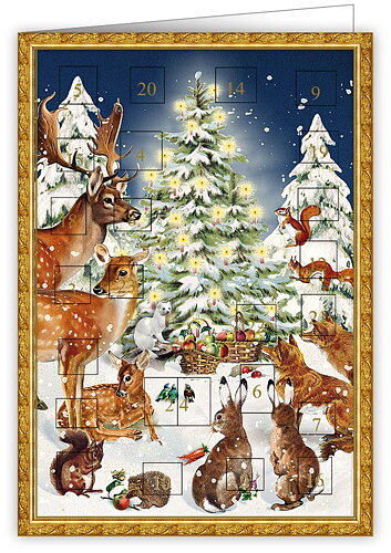 Adventskalender med kuvert - Djuren firar jul - (Fraktfritt)