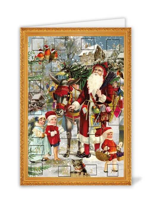 Liten adventskalender med kuvert - Klassisk jul (Fraktfritt)