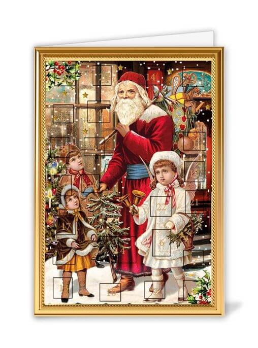 Liten Adventskalender med kuvert - Tomten och barnen (Fraktfritt)