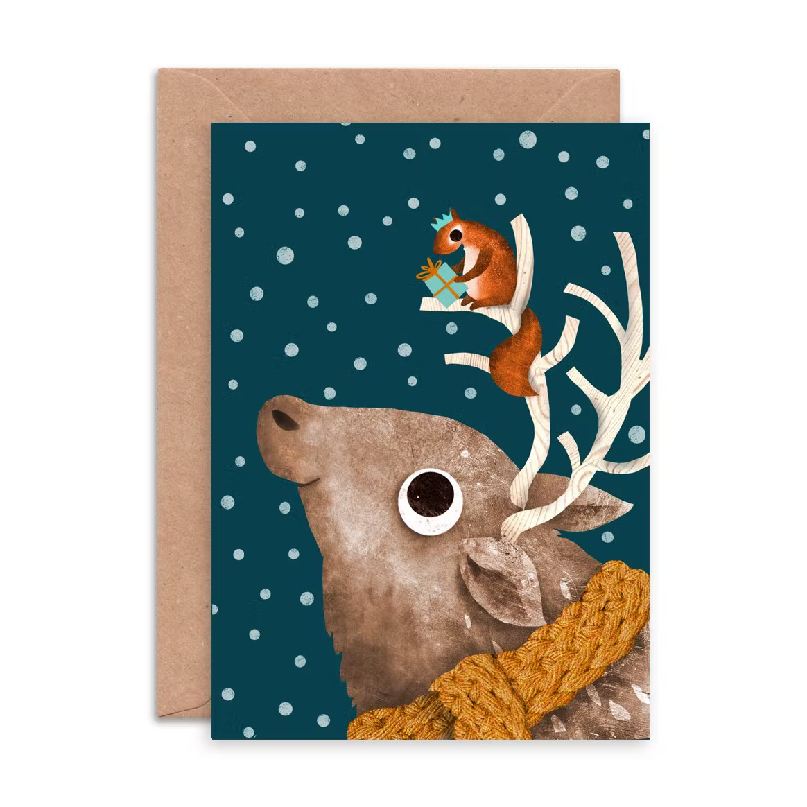 Julkort med kuvert - Renen och ekorren (Fraktfritt)