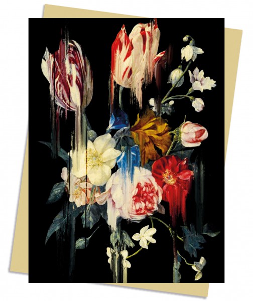 Dubbelt kort med kuvert - Rinnande blommor (Fraktfritt)
