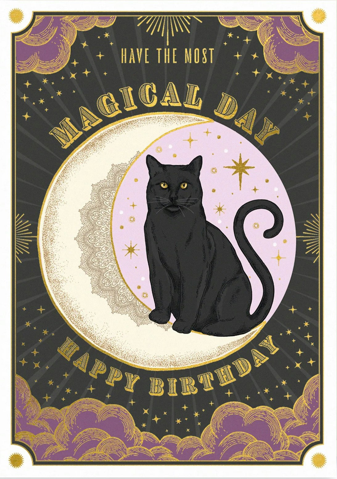 Dubbelt kort med kuvert - Magiska kattens födelsedag (Fraktfritt)
