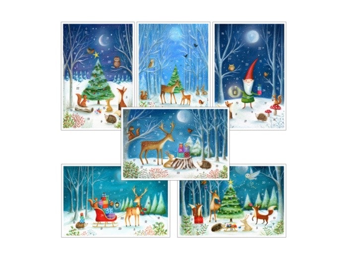 Små Adventskalendrar som julkort- Sagovärlden - Många olika att välja bland (Fraktfritt)