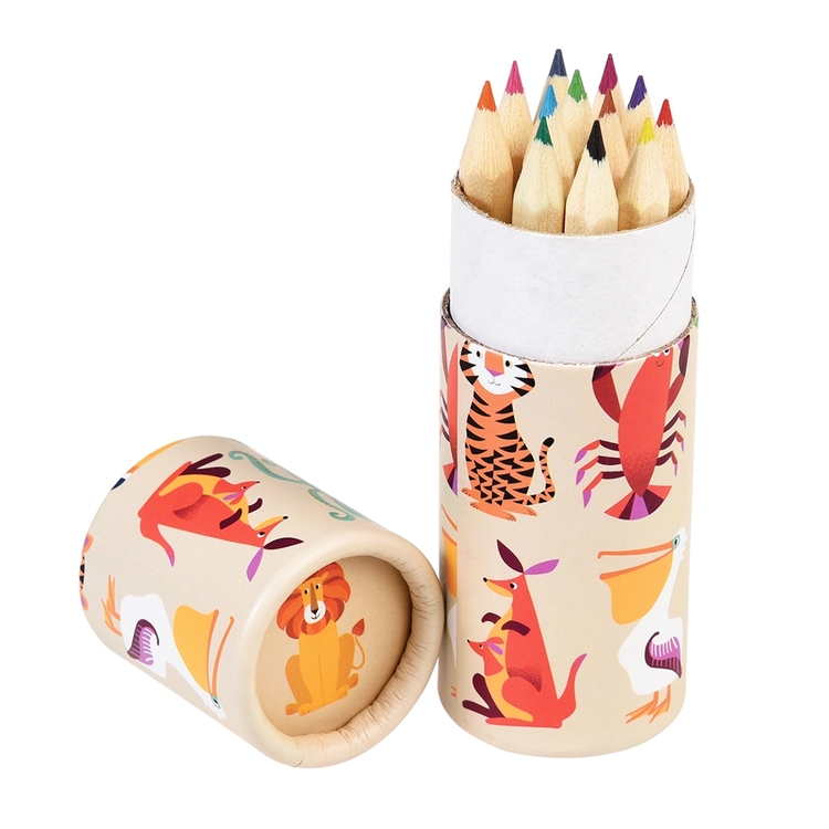Små pennor i en tub - Vilda djur (12 pennor)