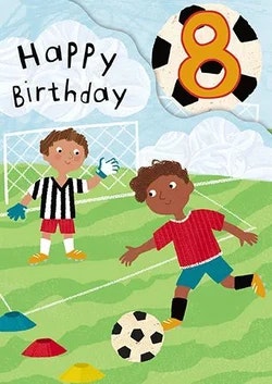 Dubbelt kort med kuvert - 8 år - Fotboll (Fraktfritt)