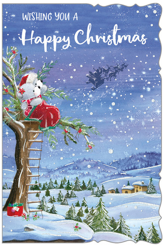 Julkort med kuvert - Nallar i trädet (Fraktfritt)