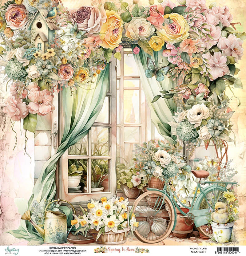 Vackra pysselpapper - Spring is here (24 ark) 15 x 15 cm
