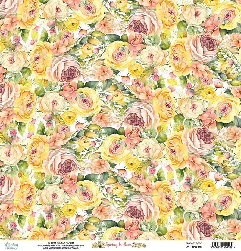 Vackra pysselpapper - Spring is here (24 ark) 15 x 15 cm