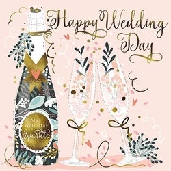 Dubbelt kort med kuvert - Bubblande bröllopsdag (Fraktfritt)