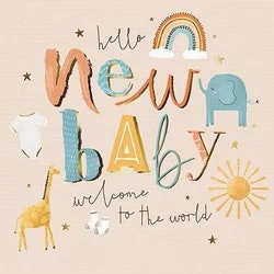 Dubbelt kort med kuvert - New baby (Fraktfritt)