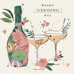 Dubbelt kort med kuvert - Happy wedding day (Fraktfritt)