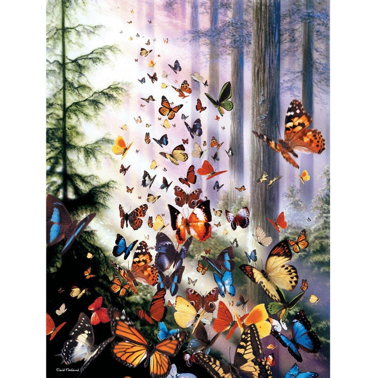 Stor 3D tavla- Fjärilar i tusental - A3-format