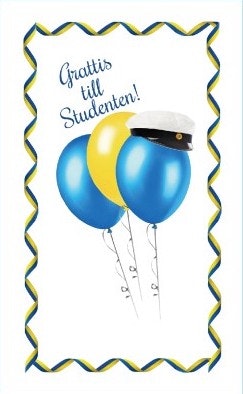 Dubbelt kort med kuvert - Studentballonger (Fraktfritt)