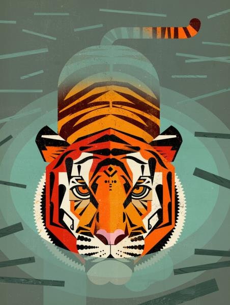 Kort med kuvert - Den simmande tigern (Fraktfritt)