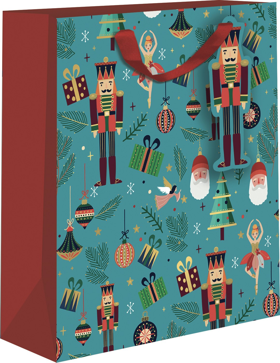 Presentpåse med jultema - Tennsoldater och tomtar