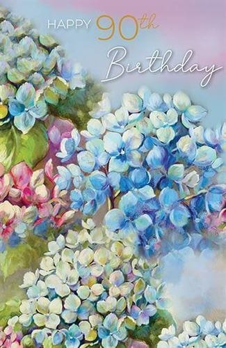Dubbelt kort med kuvert - 90År Blommigt (Fraktfritt)
