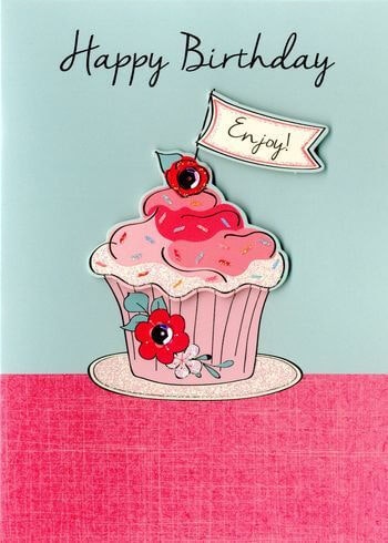 Dubbelt kort med kuvert - Grattis Cupcake (Fraktfritt)