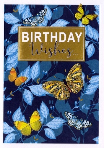 Dubbelt kort med kuvert - Grattis Fjärilar (Fraktfritt)