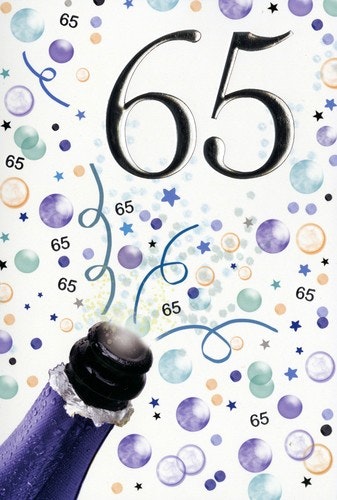 Dubbelt kort med kuvert - 65År Bubbel (Fraktfritt)