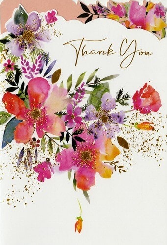 Dubbelt kort med kuvert - Blomstrande tack (Fraktfritt)