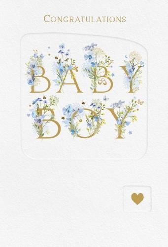 Dubbelt kort med kuvert - Baby Boy Heart (Fraktfritt)