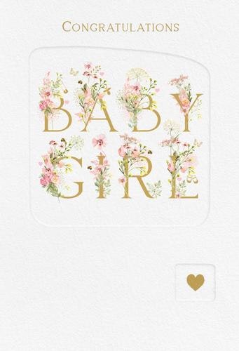 Dubbelt kort med kuvert - Baby Girl Heart (Fraktfritt)