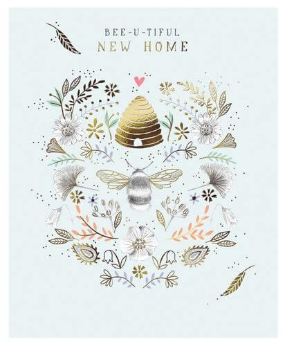 Dubbelt kort med kuvert - Bee-U-Tiful New Home (Fraktfritt)