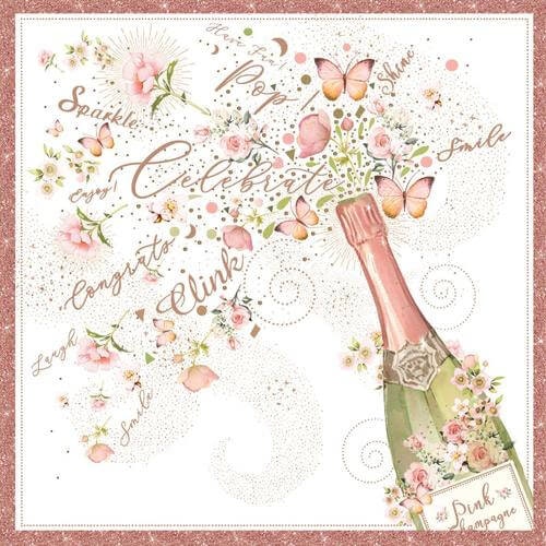 Dubbelt kort med kuvert - Blomstrande Champagne (Fraktfritt)