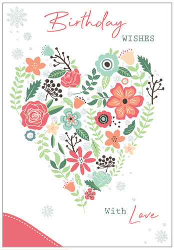 Dubbelt kort med kuvert - Blomsterhjärtat  (Fraktfritt)