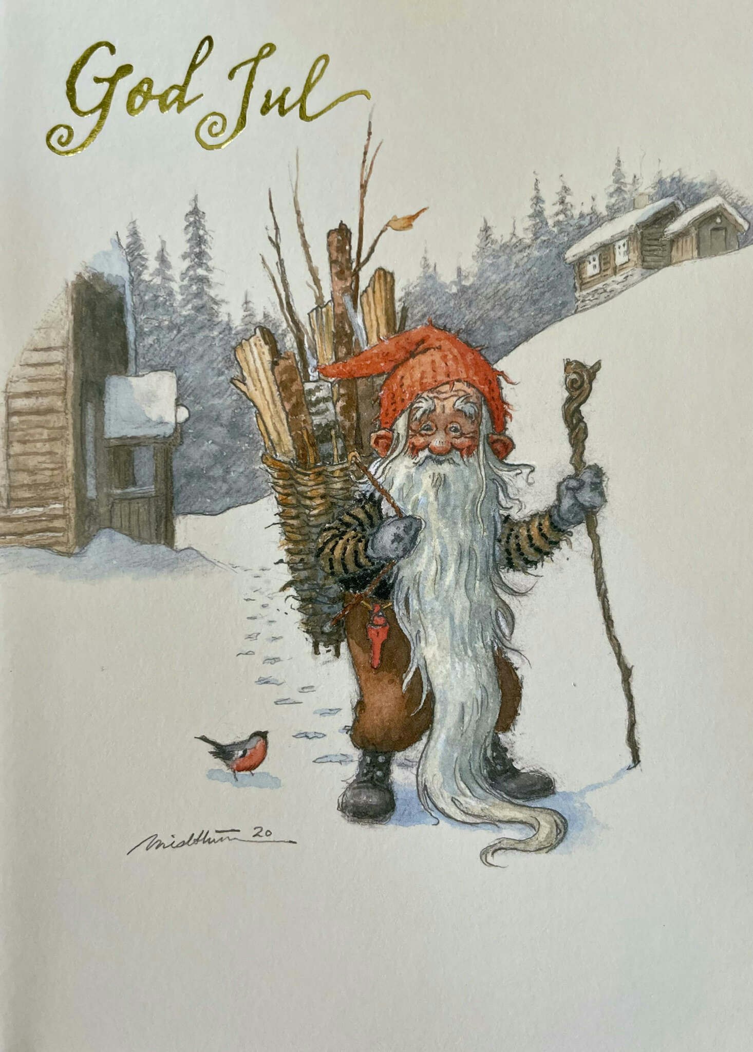 Julkort med kuvert - Hämta ved (Fraktfritt)