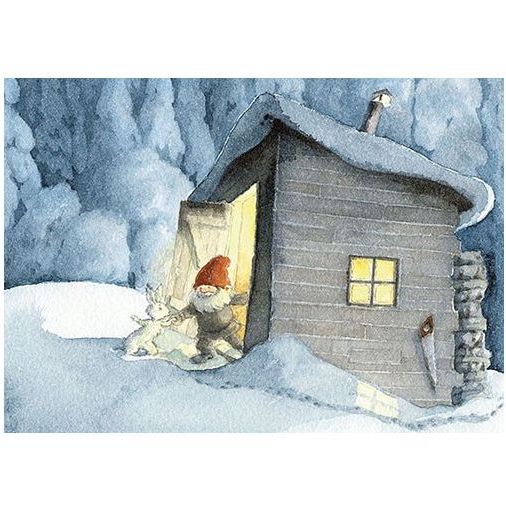 Enkelt Kort - Julkort - Tomten och haren (Fraktfritt)