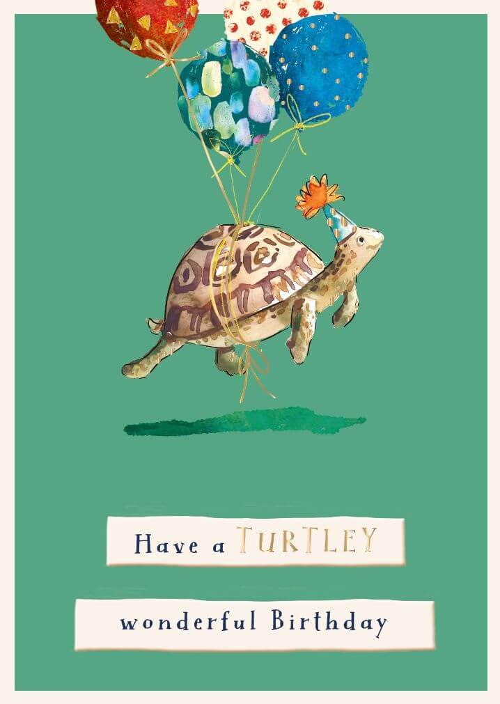 Dubbelt kort med kuvert - Grattis sköldpadda (Fraktfritt)