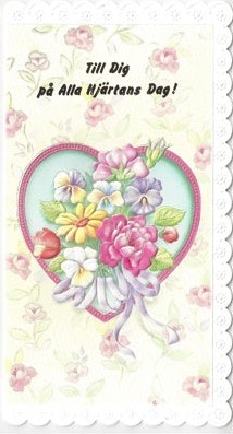 Dubbelt kort med kuvert - Rött blomsterhjärta (Fraktfritt)
