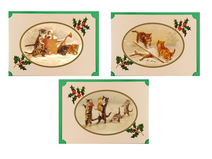 Viktorianska Julkort med katter  - Flera olika motiv att välja bland (Fraktfritt)