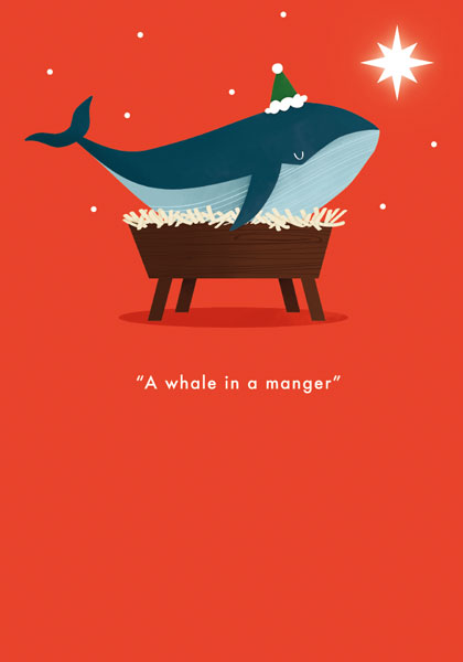 Julkort med kuvert - Whale In A Manger (Fraktfritt)