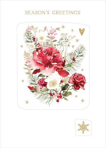 Julkort med kuvert - Julens rosor (Fraktfritt)