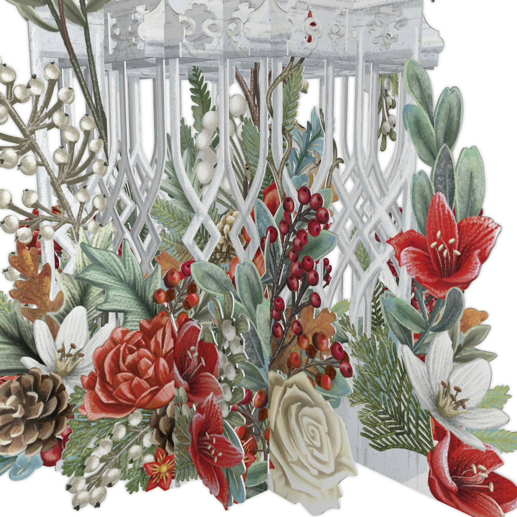 Magiskt julkort - Julblommor och fågelbur (Fraktfritt)