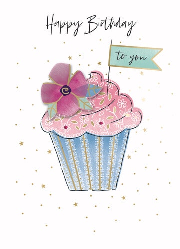 Dubbelt kort med kuvert - Cupcake Grattis (Fraktfritt)
