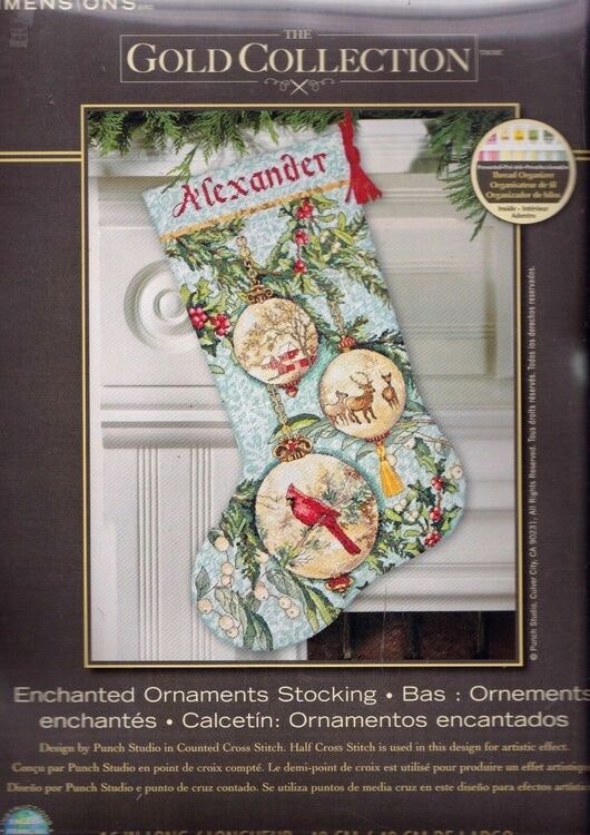 Dimensions Gold Collection Enchanted Ornament Stocking Counted Cross Stitch Kit, 16L
