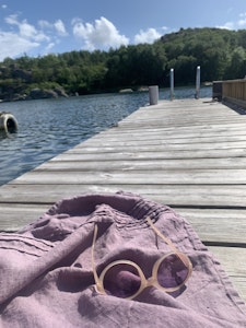 Linnehandduk STRÅ - Ljungrosa
