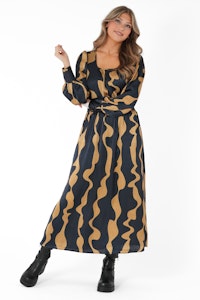 CAPRI BETHANY DRESS MIDNIGHT BLUE/AMBER GOLD