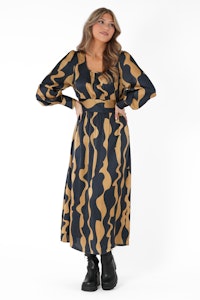 CAPRI BETHANY DRESS MIDNIGHT BLUE/AMBER GOLD