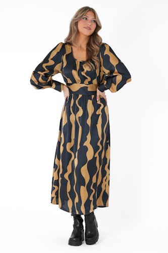 CAPRI BETHANY DRESS MIDNIGHT BLUE/AMBER GOLD