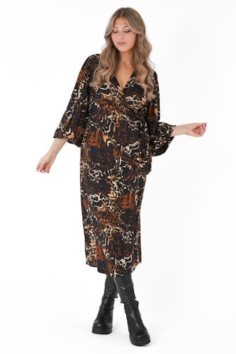 CAPRI EMBLA DRESS BLACK/FUDGE/COFFEE