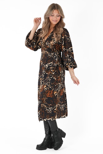 CAPRI EMBLA DRESS BLACK/FUDGE/COFFEE